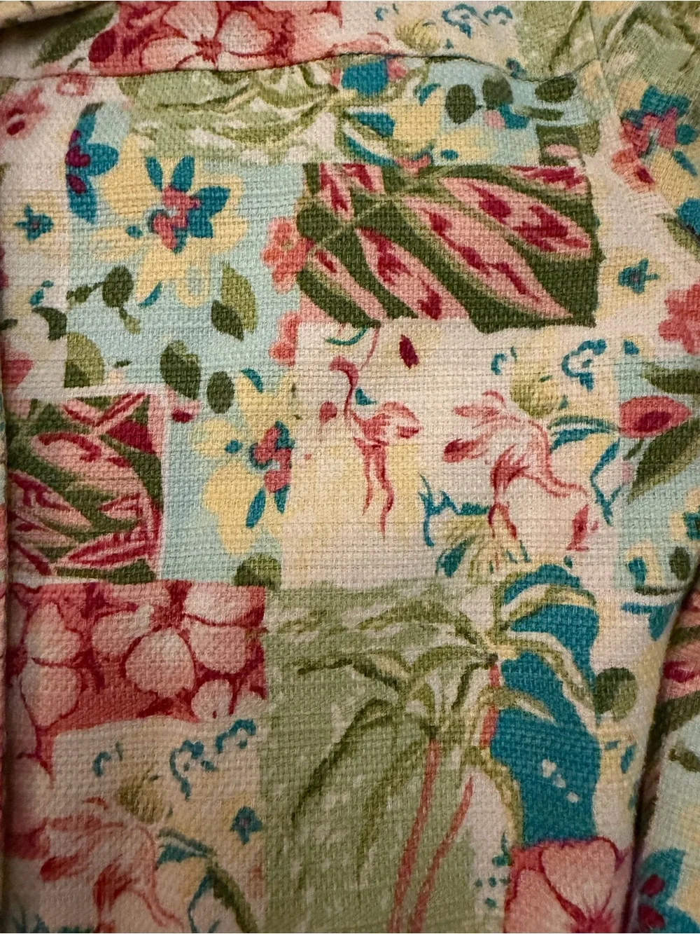 Coldwater Creek Floral Patchwork Cotton Blend Jacket - Pink Green Blue